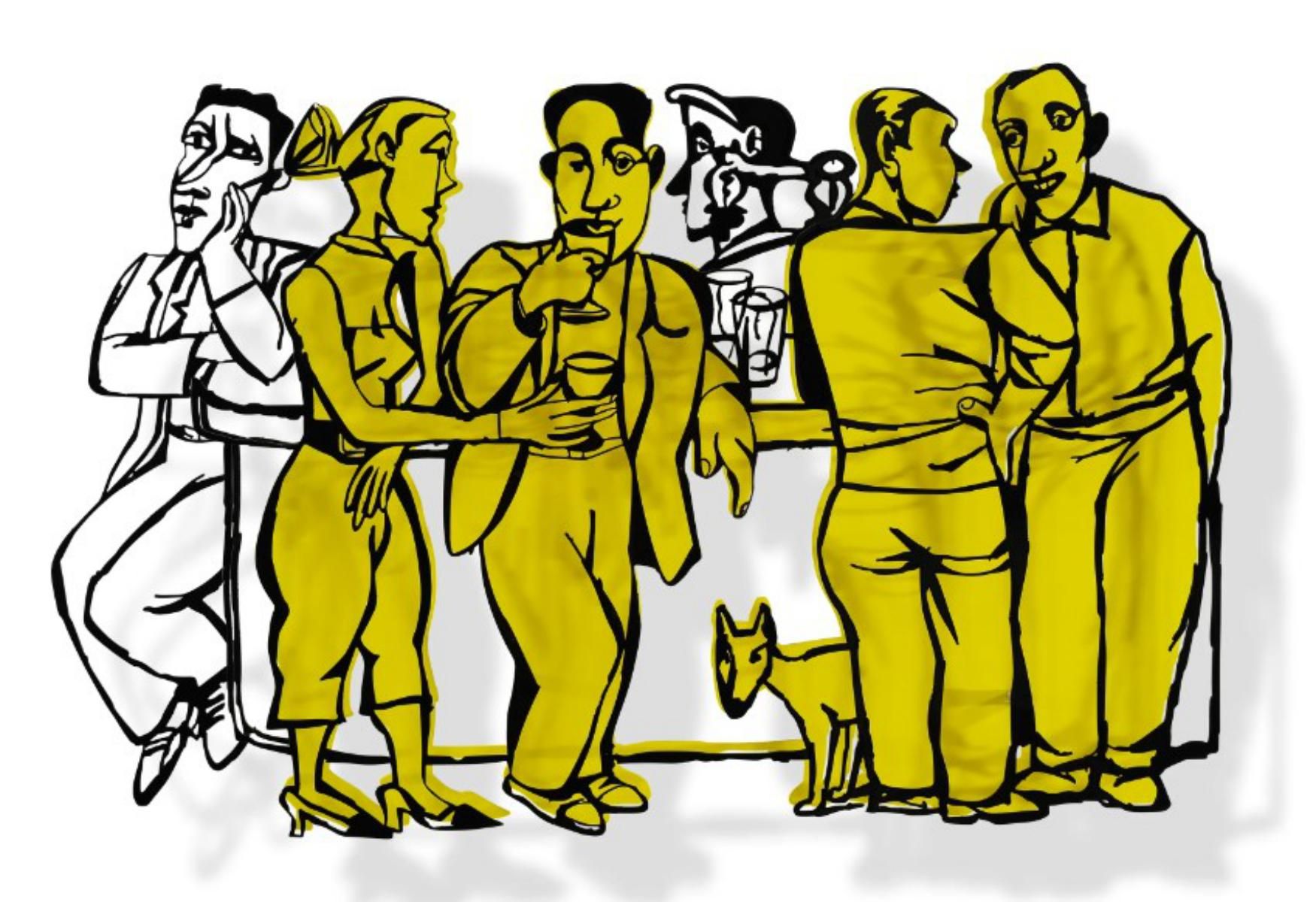 David Gerstein- Mixed Media Cutout Aluminum "Bar series - Time out (yellow)"