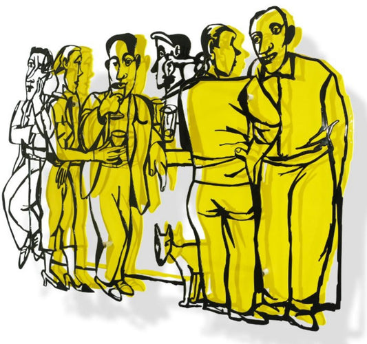 David Gerstein- Mixed Media Cutout Aluminum "Bar series - Time out (yellow)"