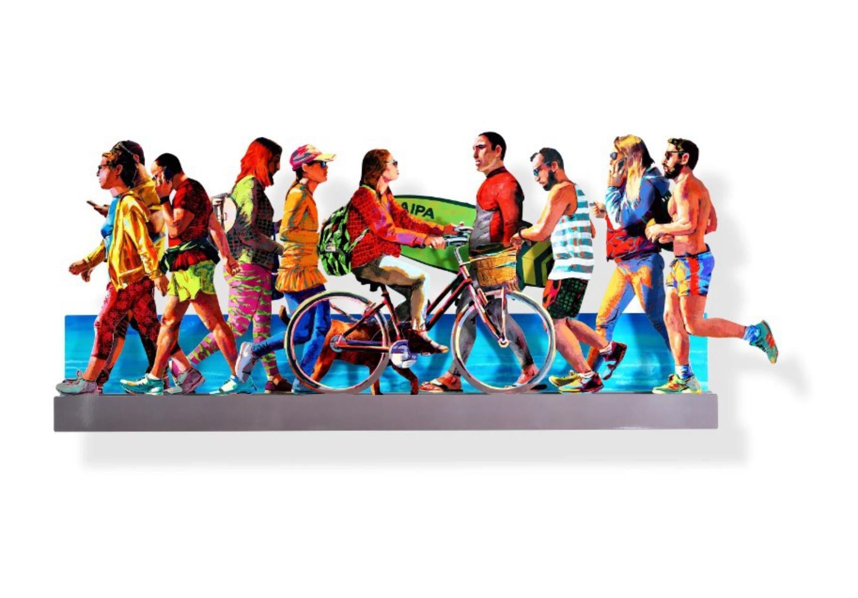 David Gerstein- Mixed Media Cutout Aluminum "Beach Promenade - Left"