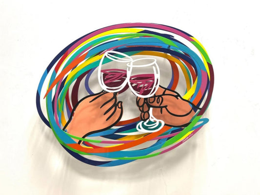 David Gerstein- Mixed Media Cutout Aluminum "Chin Chin"