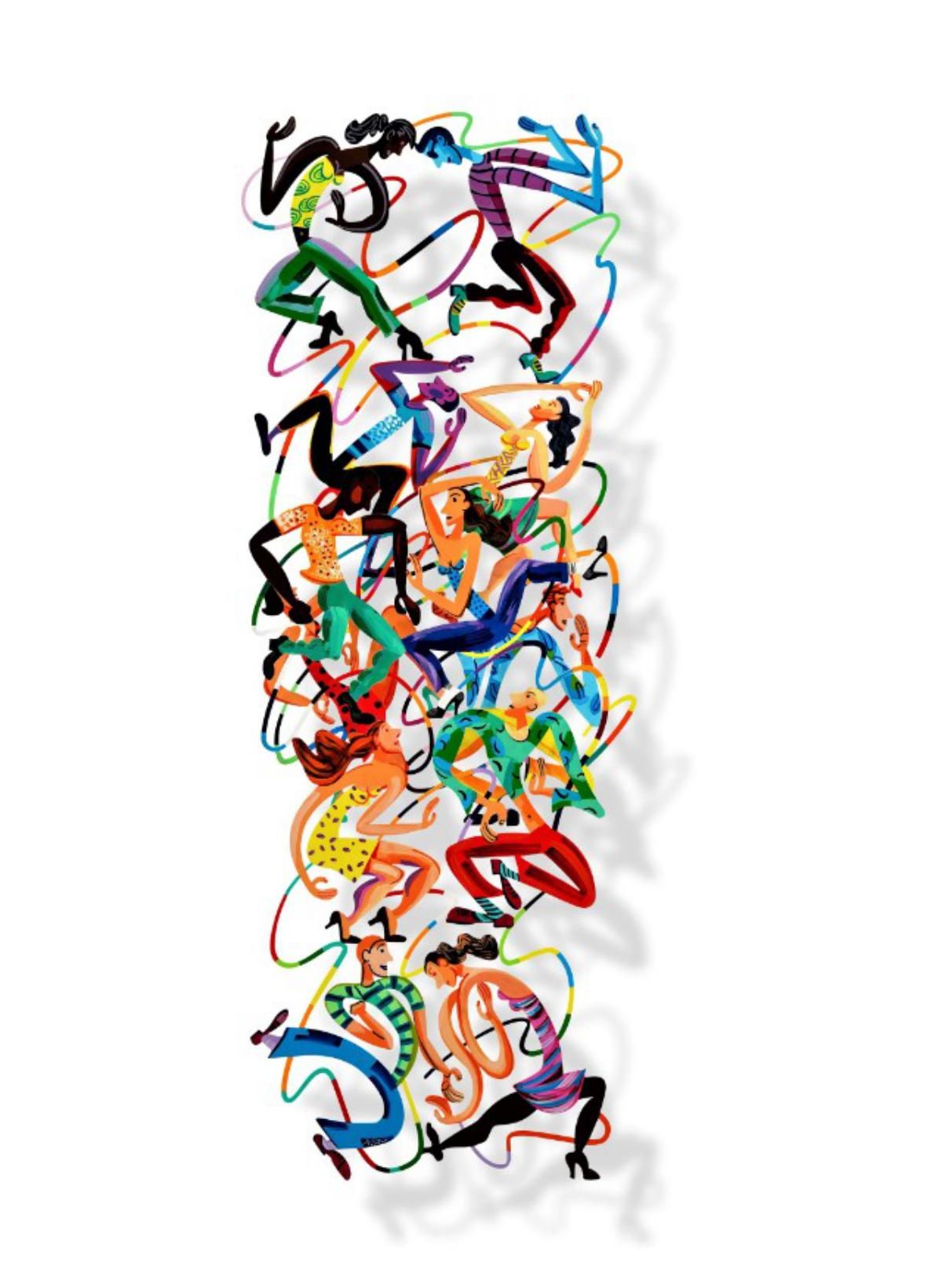 David Gerstein- Mixed Media Cutout Aluminum "Disco - Vertical"