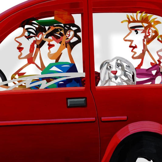 David Gerstein- Mixed Media Cutout Aluminum "Family Car"