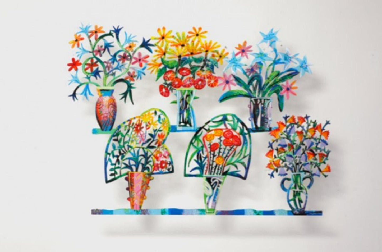 David Gerstein- Mixed Media Cutout Aluminum "Flower shop A"