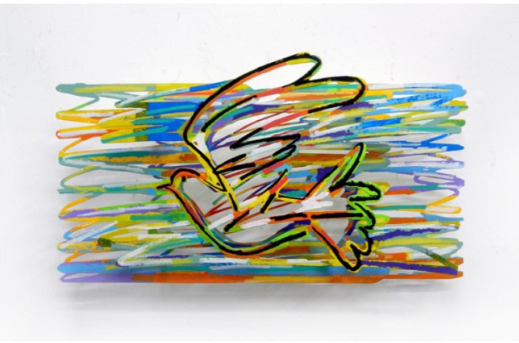 David Gerstein- Mixed Media Cutout Aluminum "Fly with the wind"