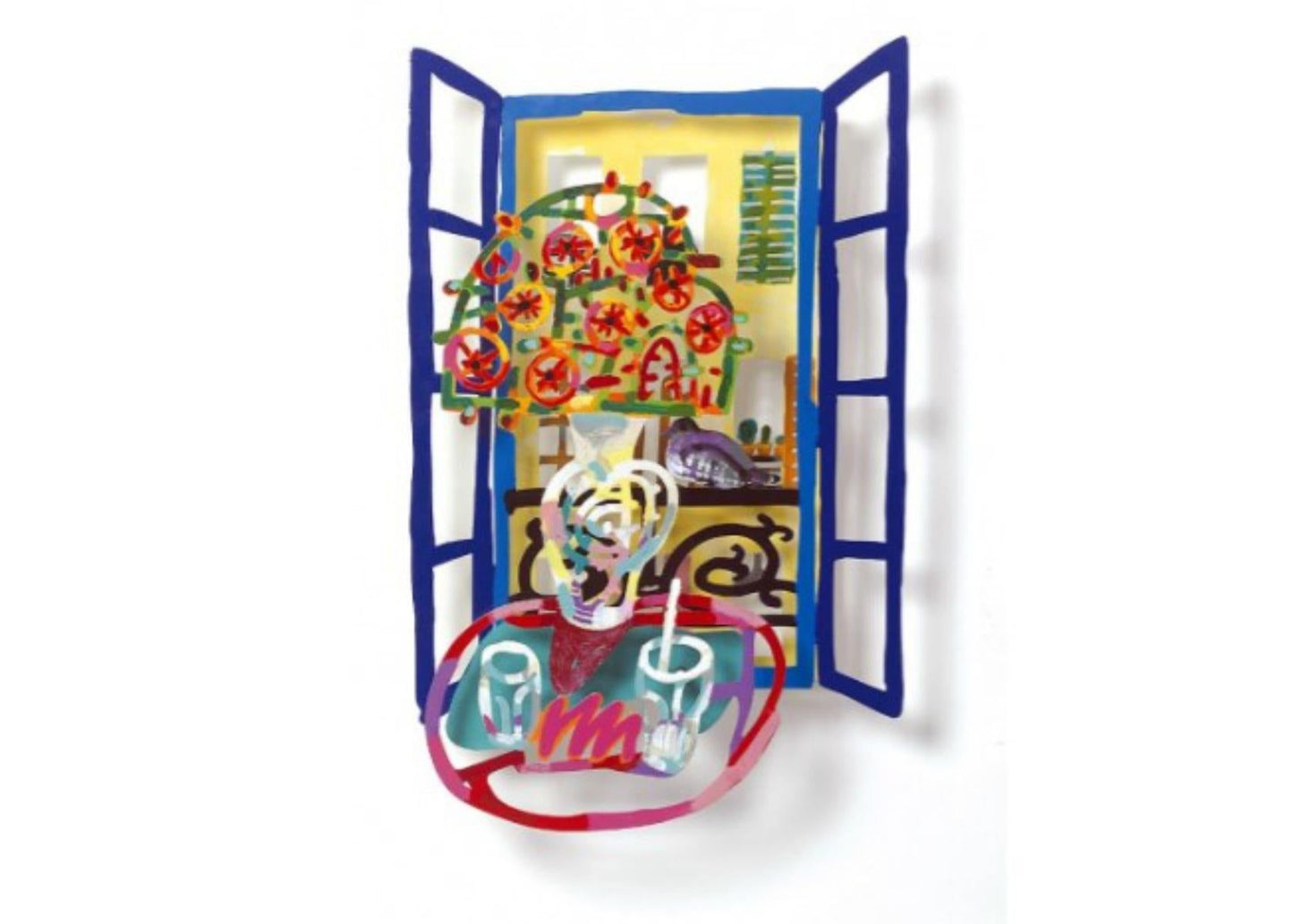 David Gerstein- Mixed Media Cutout Aluminum "French Window"