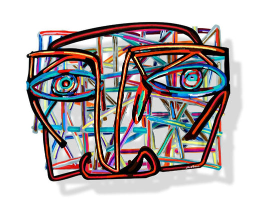 David Gerstein- Mixed Media Cutout Aluminum "Graffiti face I"