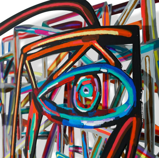 David Gerstein- Mixed Media Cutout Aluminum "Graffiti face I"