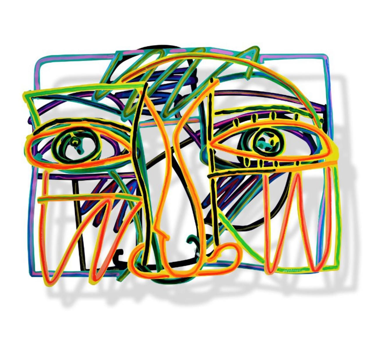 David Gerstein- Mixed Media Cutout Aluminum "Graffiti face II"