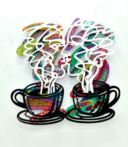 David Gerstein- Mixed Media Cutout Aluminum "Kiss"