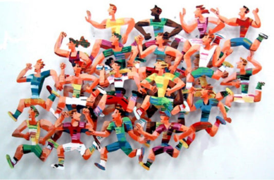 David Gerstein- Mixed Media Cutout Aluminum "Long Distance Runners"