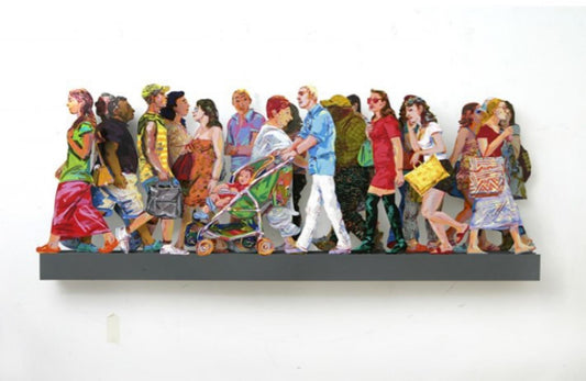 David Gerstein- Mixed Media Cutout Aluminum "SHOPPERS IN MAMILA A"
