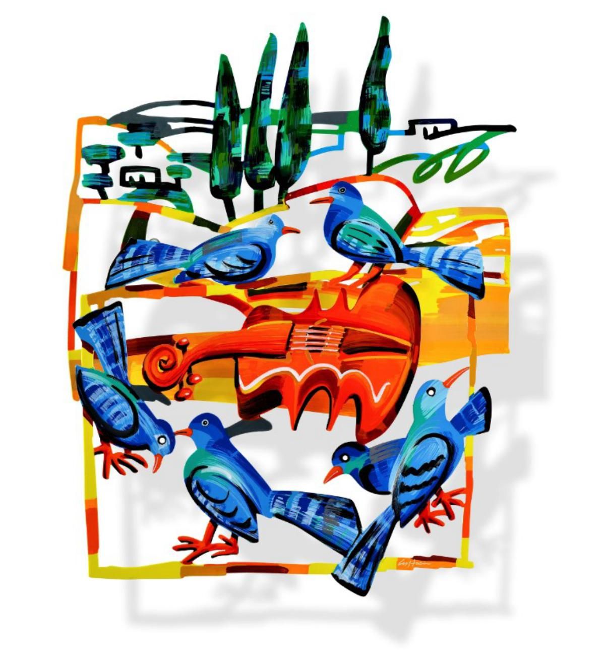 David Gerstein- Mixed Media Cutout Aluminum "Song of nature"