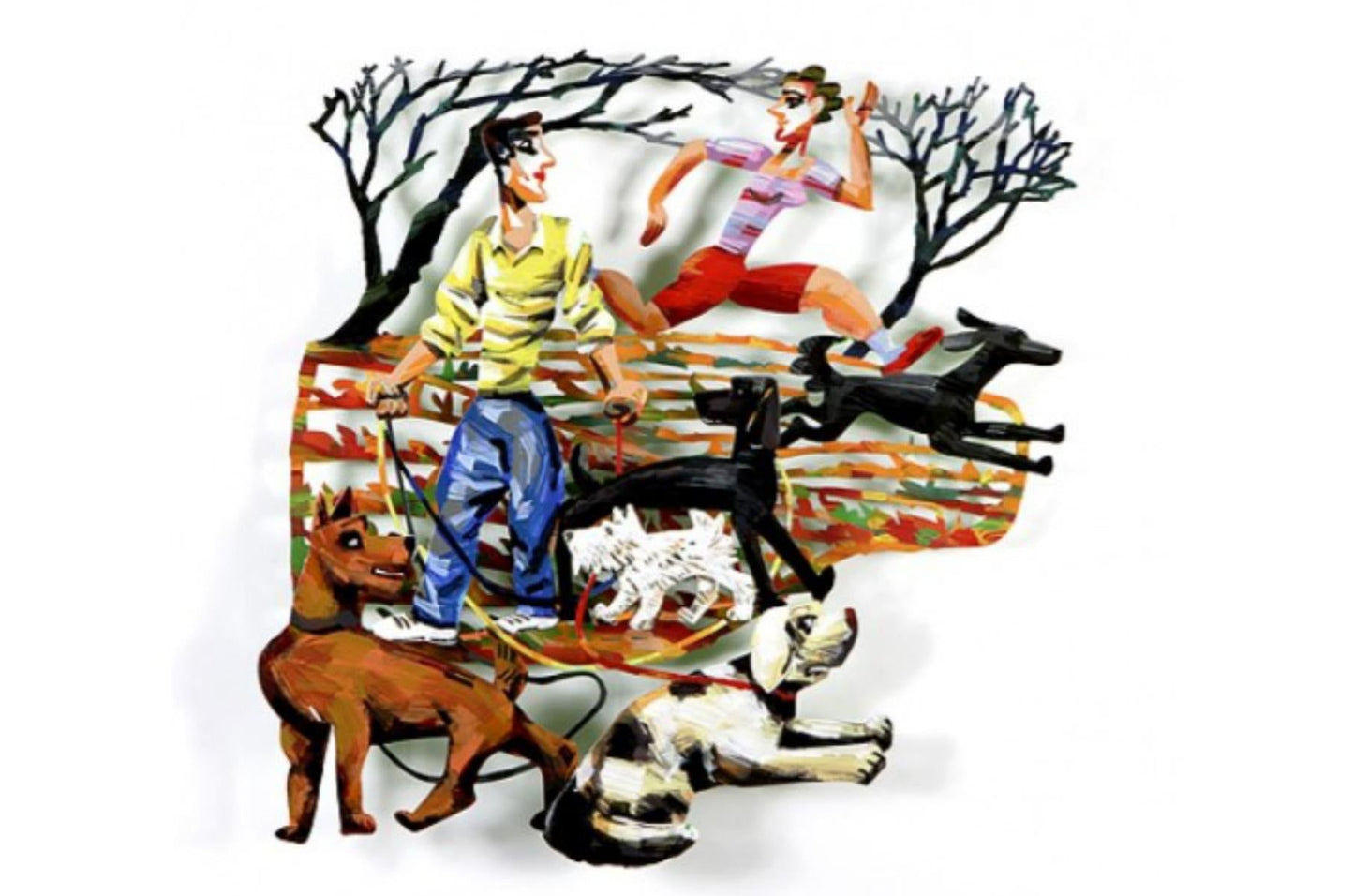 David Gerstein- Mixed Media Cutout Aluminum "Sunday in the Park"