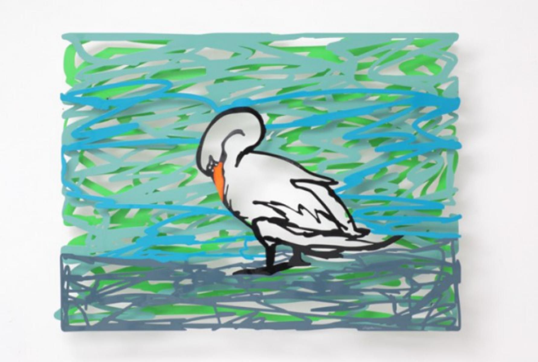 David Gerstein- Mixed Media Cutout Aluminum "Swan lake"