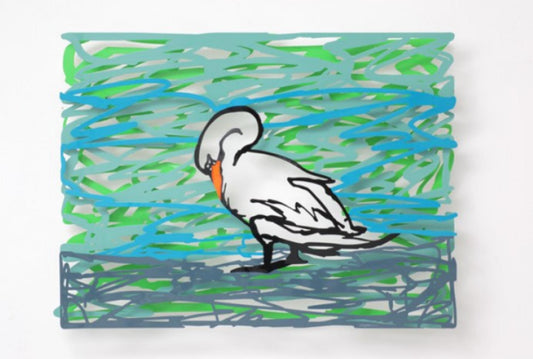 David Gerstein- Mixed Media Cutout Aluminum "Swan lake"
