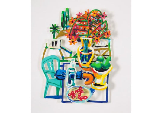 David Gerstein- Mixed Media Cutout Aluminum "Table with Pears"