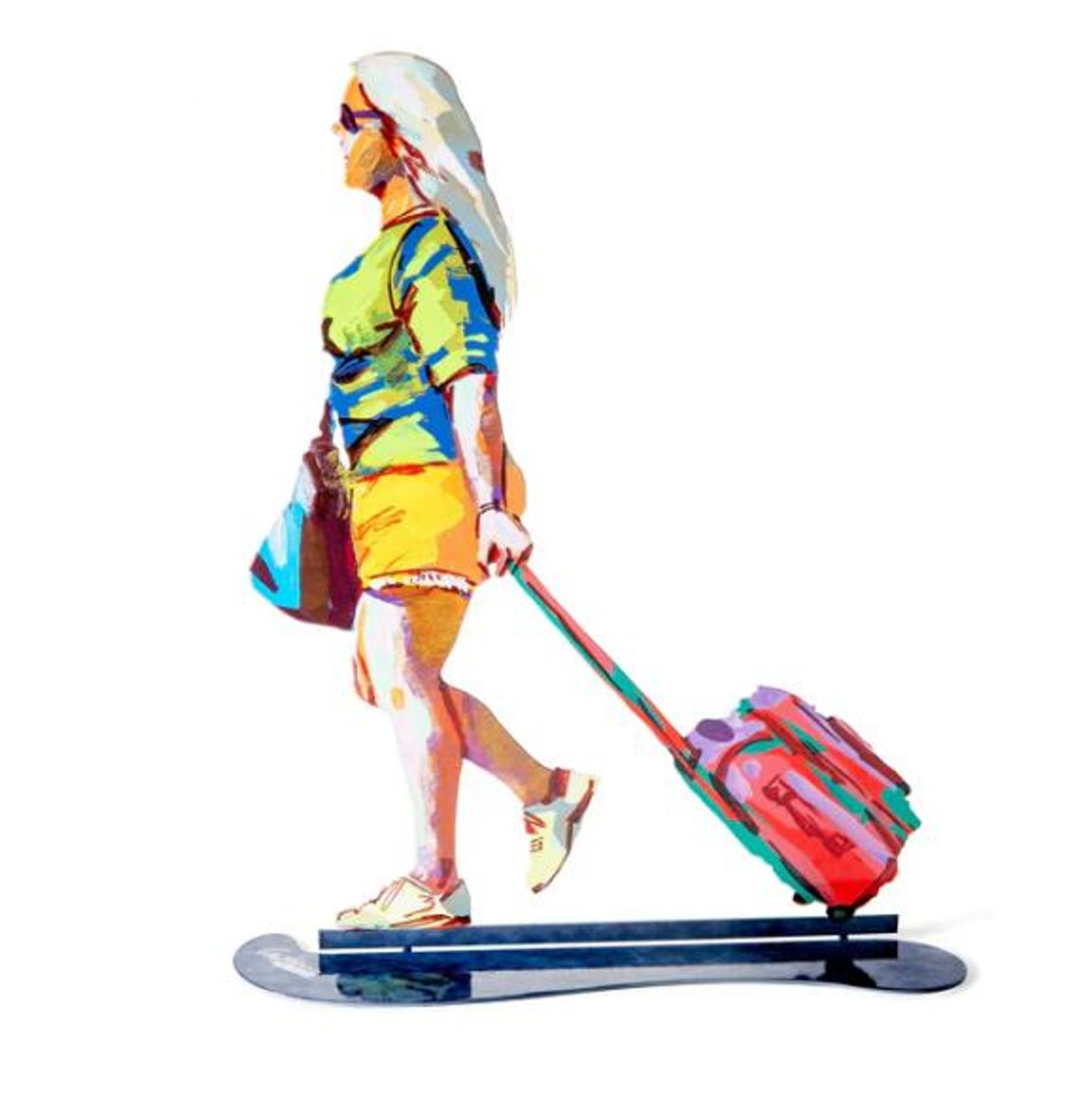 David Gerstein- Free Standing Sculpture "TOURIST WITH RED TROLLY"