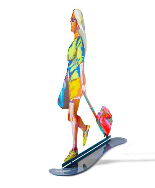 David Gerstein- Free Standing Sculpture "TOURIST WITH RED TROLLY"