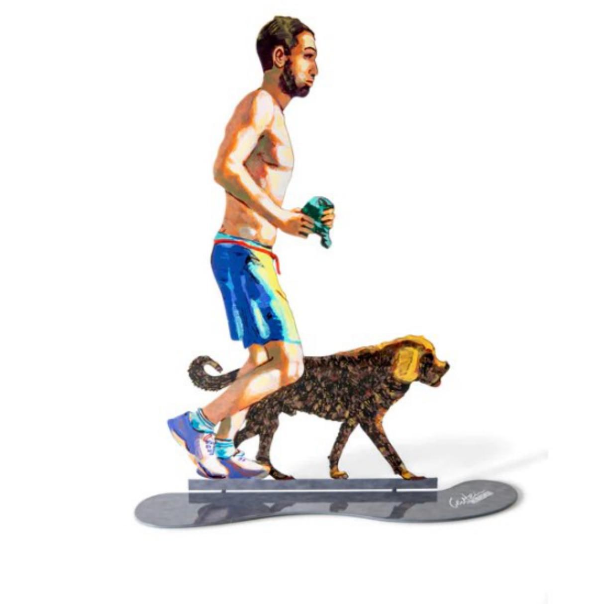 David Gerstein- Free Standing Sculpture "JOGGER WITH DOG"