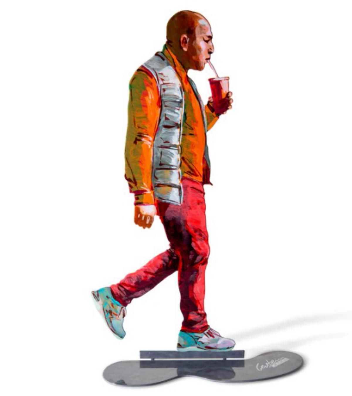 David Gerstein- Free Standing Sculpture "WALKER WITH ORANGE JUICE"