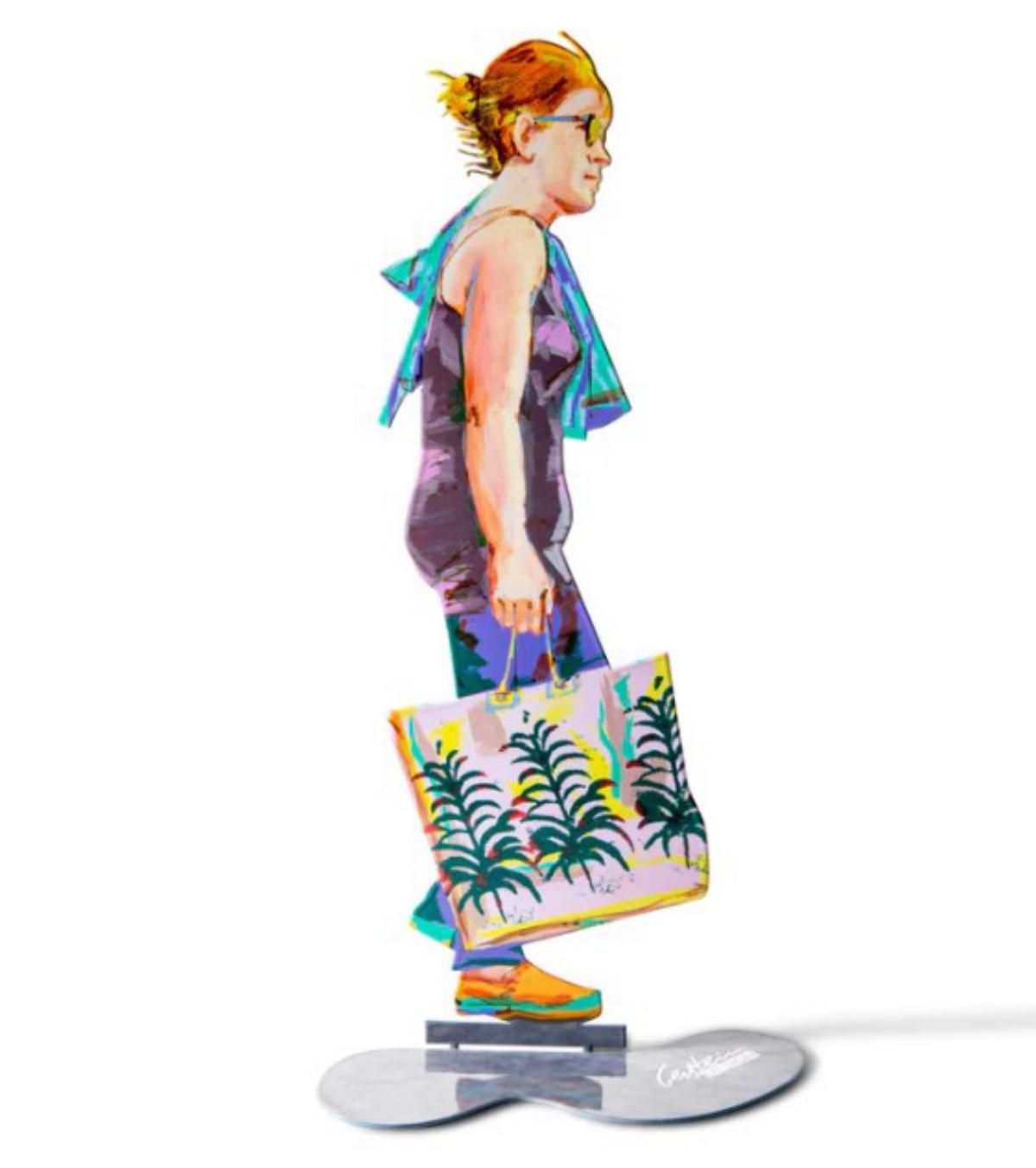 David Gerstein- Free Standing Sculpture "WALKER WITH SHOPPING BAG"