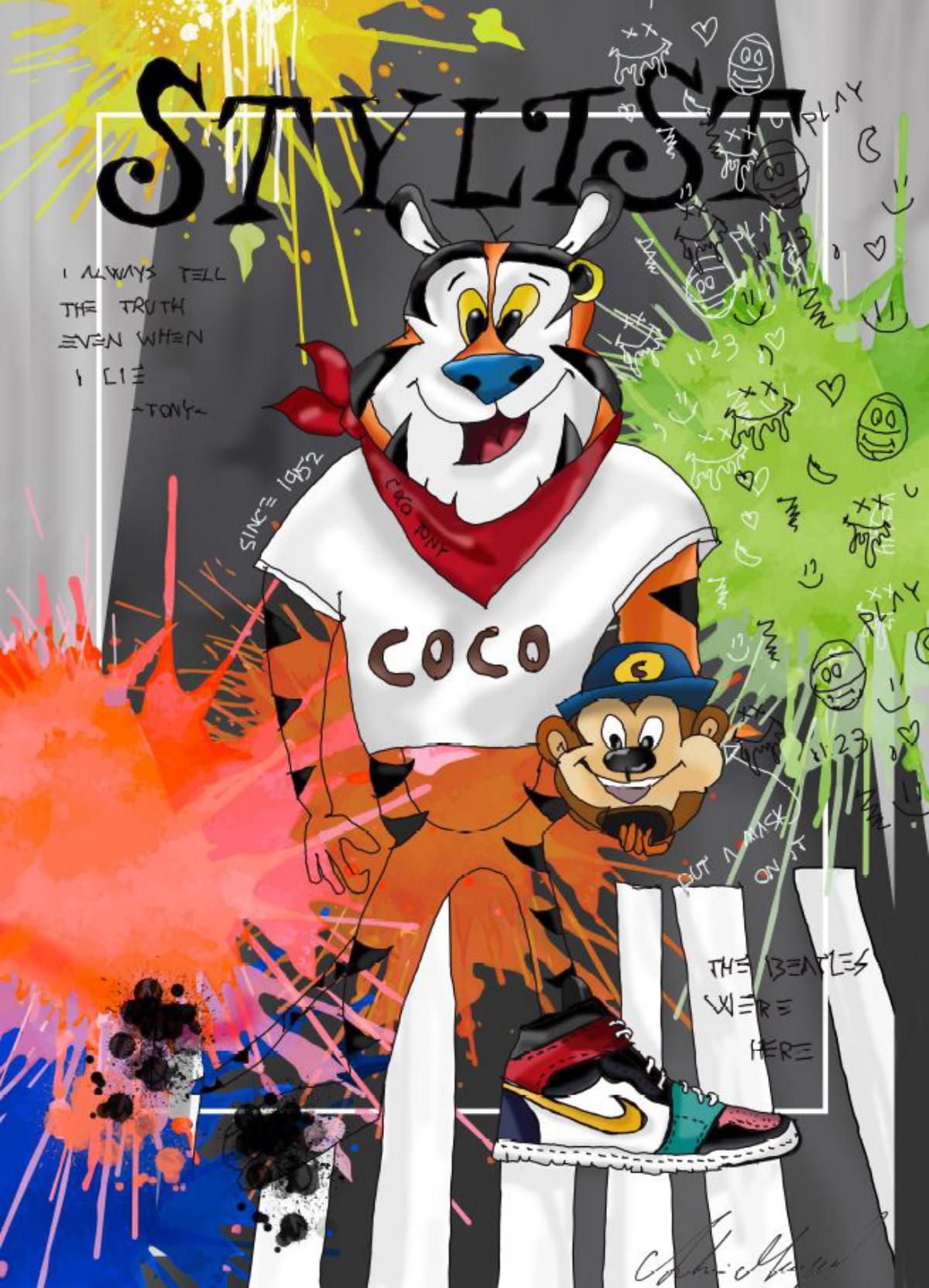 Shani Moyal- Mixed Media on Canvas "Tony CoCo Zini BLEED"