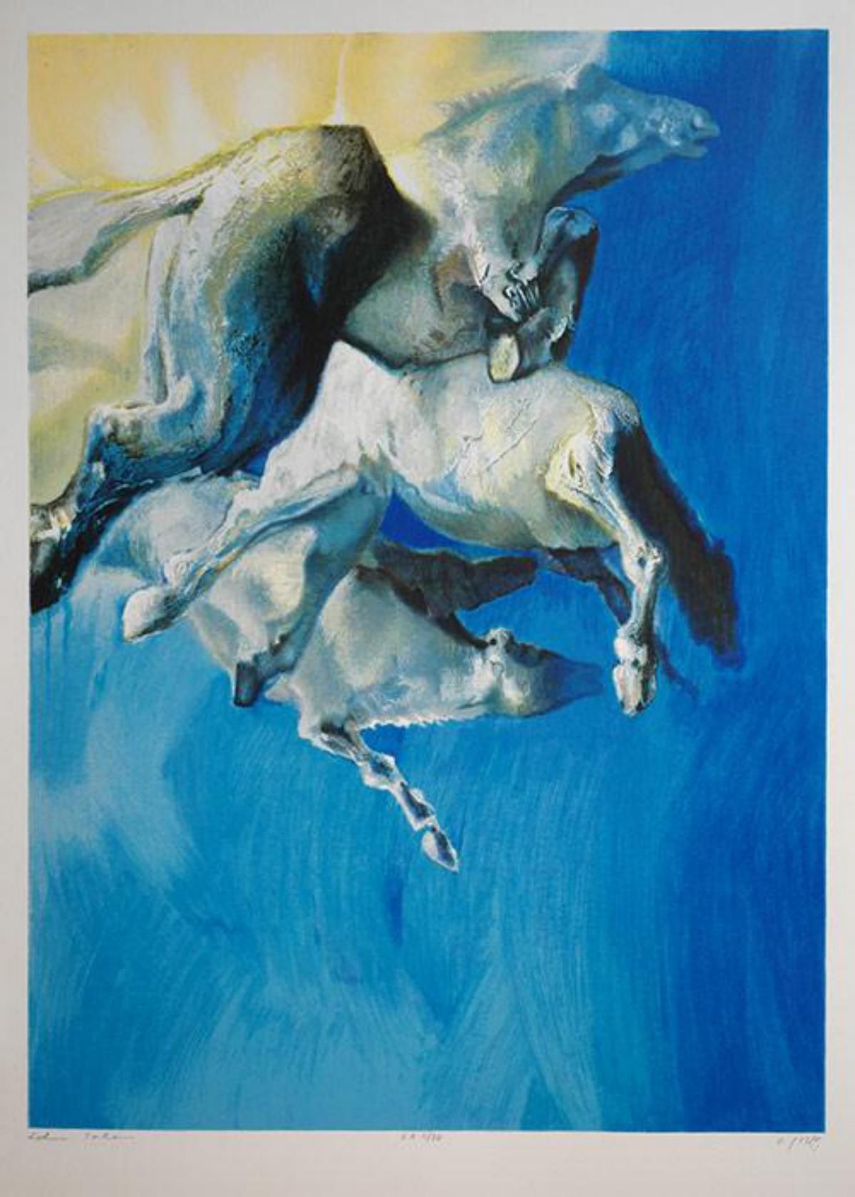 Edwin Salomon- Original Serigraph "Wild Horses in Blue"