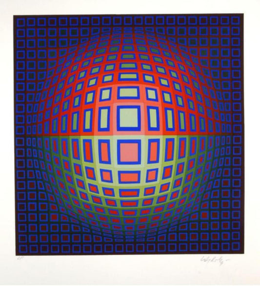 Victor Vasarely- Original Serigraph "Blue Composition"