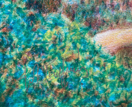 Itzhak Tordjman- Pastel paint over lithograph on paper "From the Woman of Valor series"