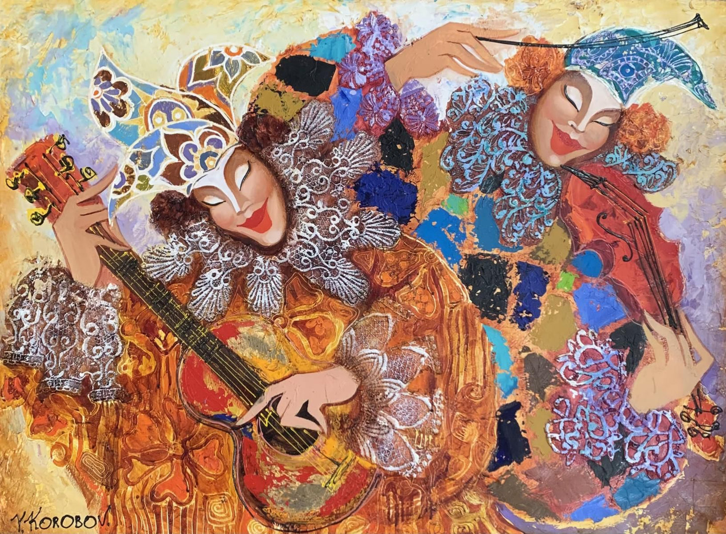Korobov- Original painting on canvas "Musicians"