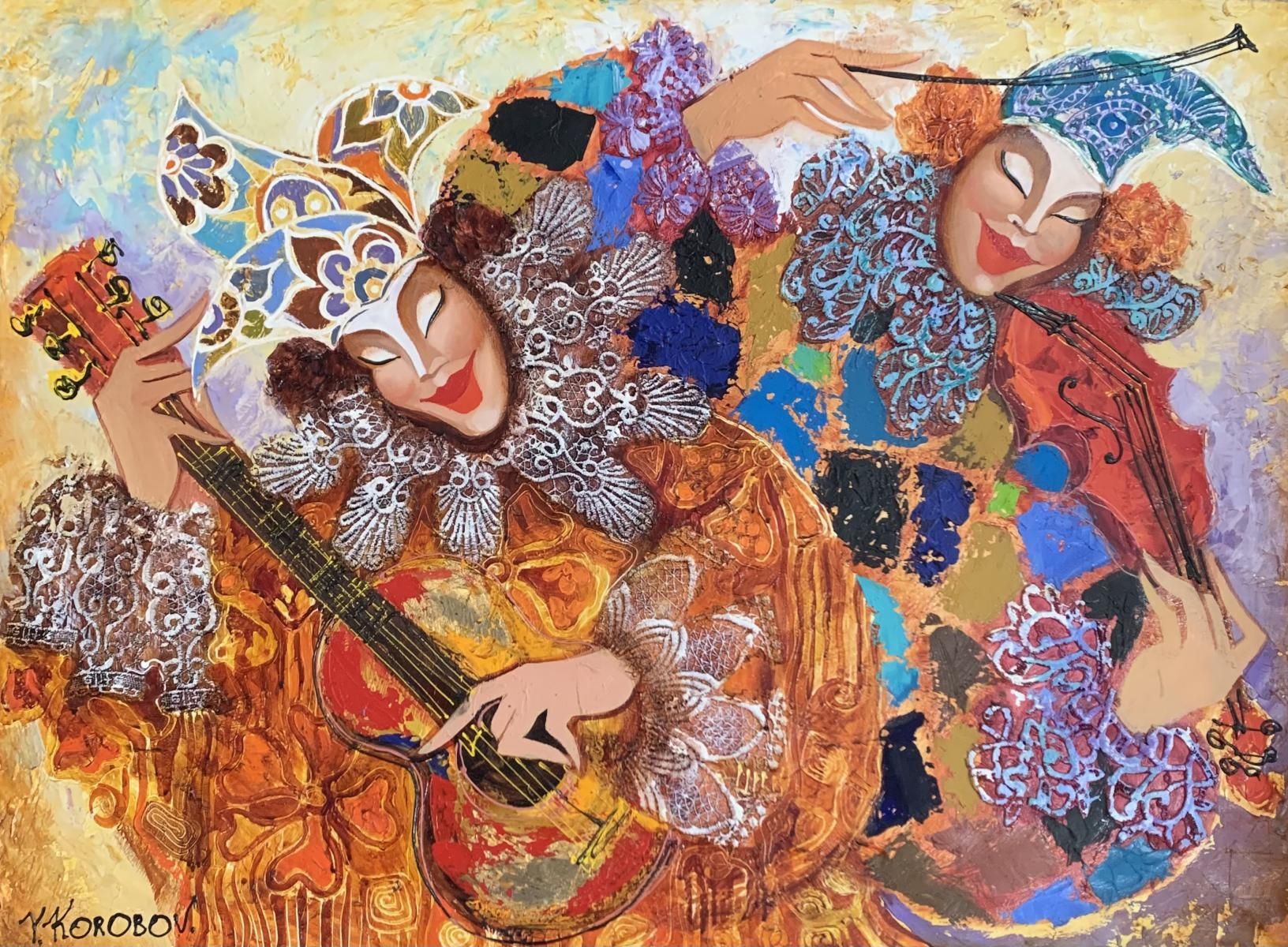 Korobov- Original painting on canvas "Musicians"