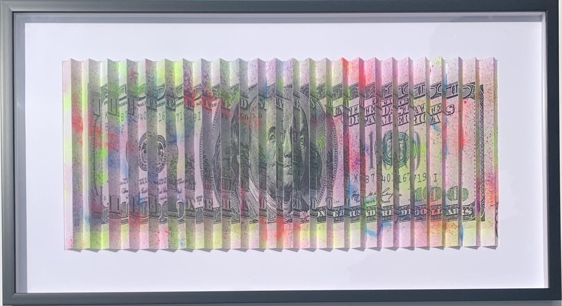 E.M. ZAX- Mixed Media 3D wall sculpture "$100 Bill"