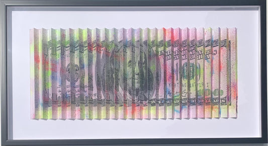 E.M. ZAX- Mixed Media 3D wall sculpture "$100 Bill"