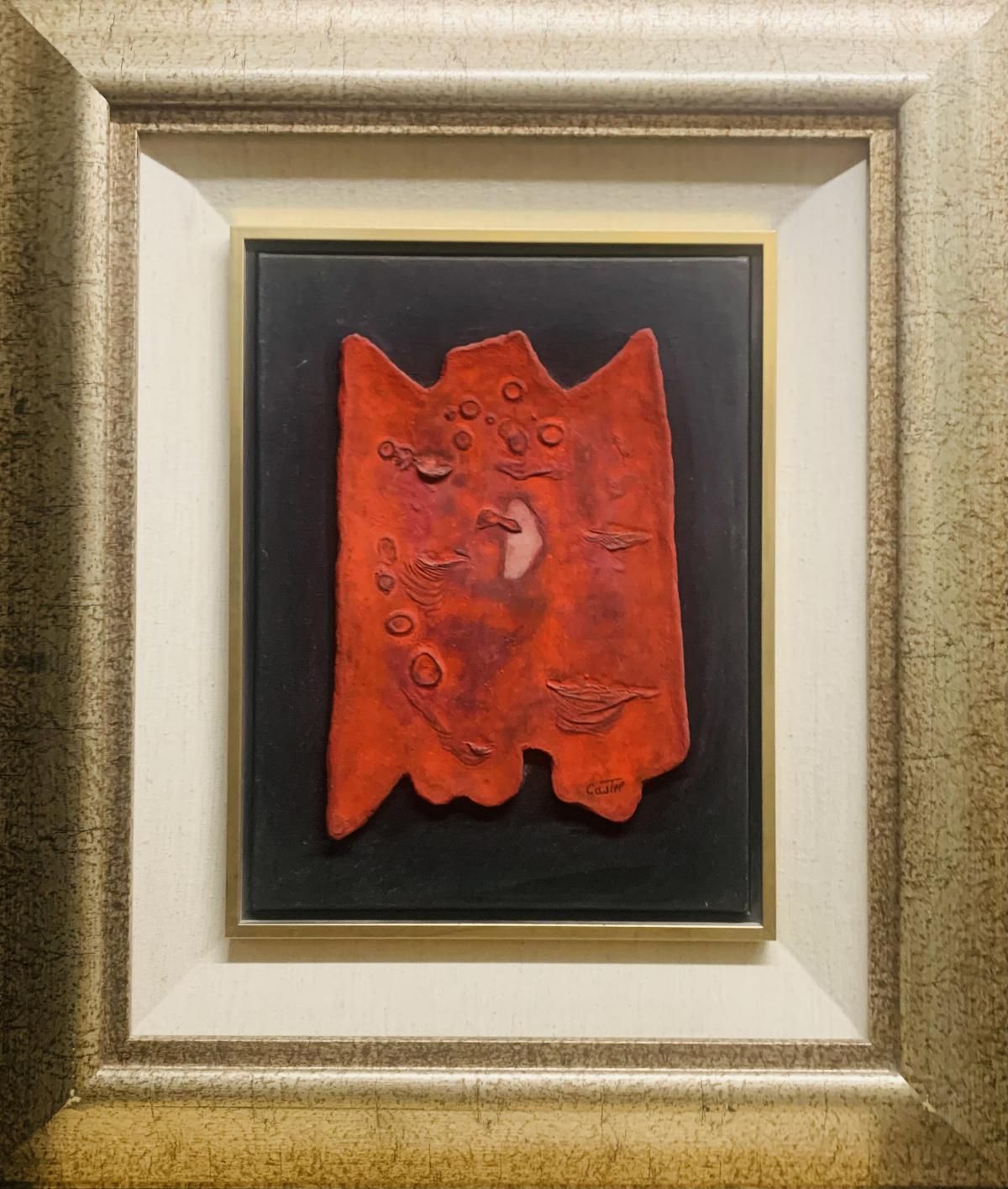 Moshe Castel- Mixed meda unique on stone "Red Basalt"