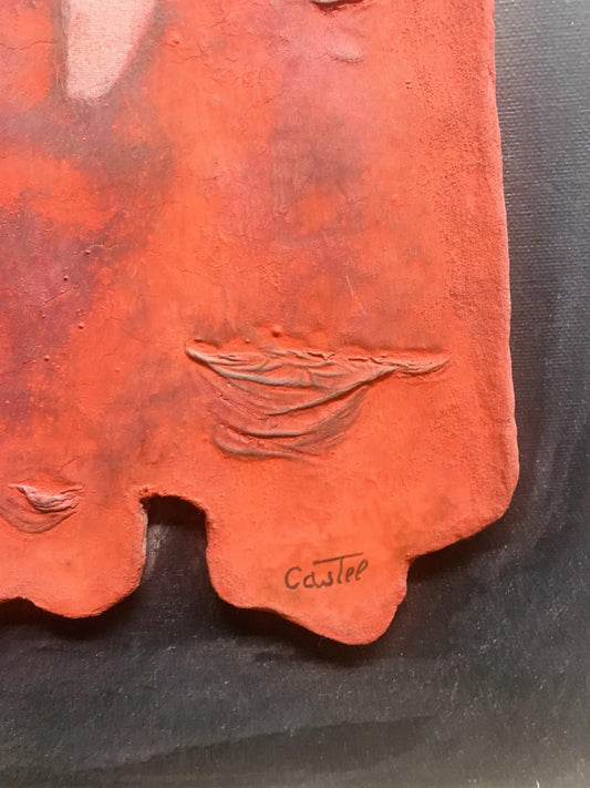 Moshe Castel- Mixed meda unique on stone "Red Basalt"