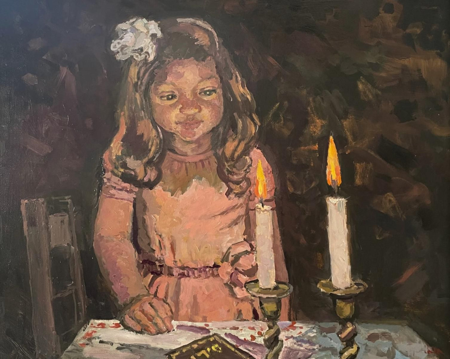 Boris Tyomkin- Oil on canvas "Shabbat Candles"