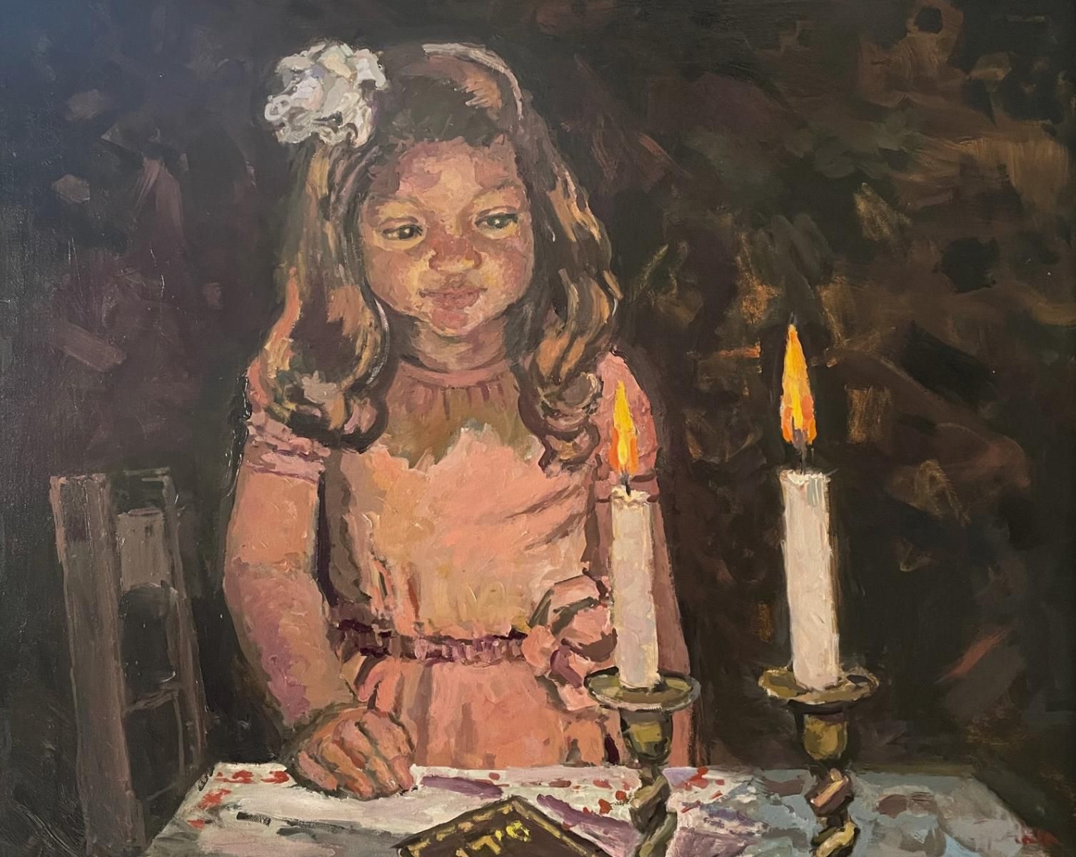 Boris Tyomkin- Oil on canvas "Shabbat Candles"