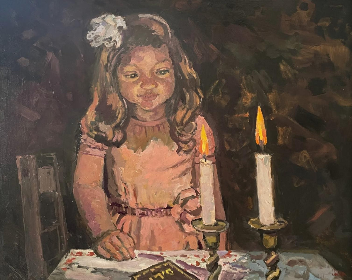 Boris Tyomkin- Oil on canvas "Shabbat Candles"