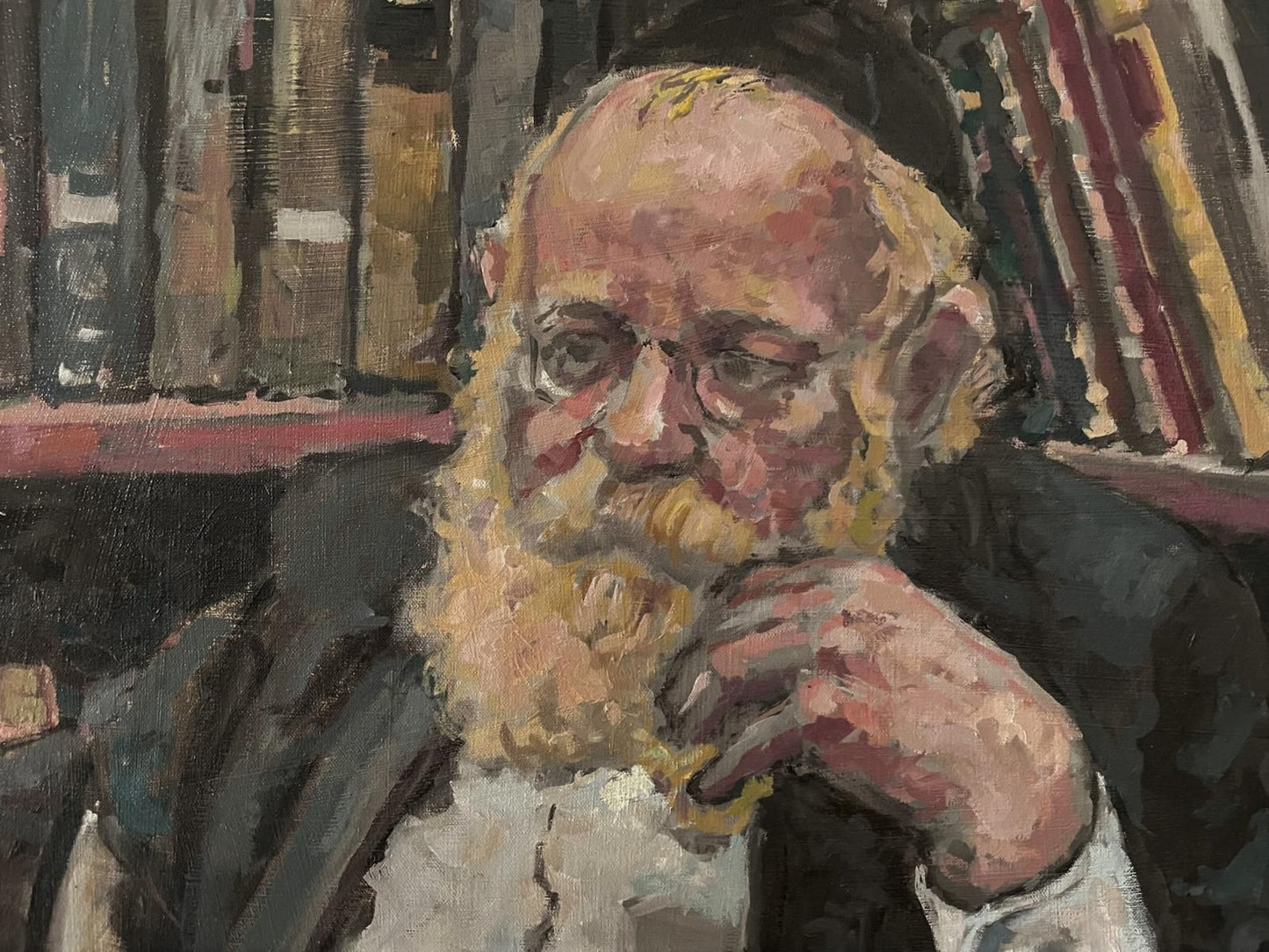 Boris Tyomkin- Oil on canvas "Rabbi Steinsaltz"