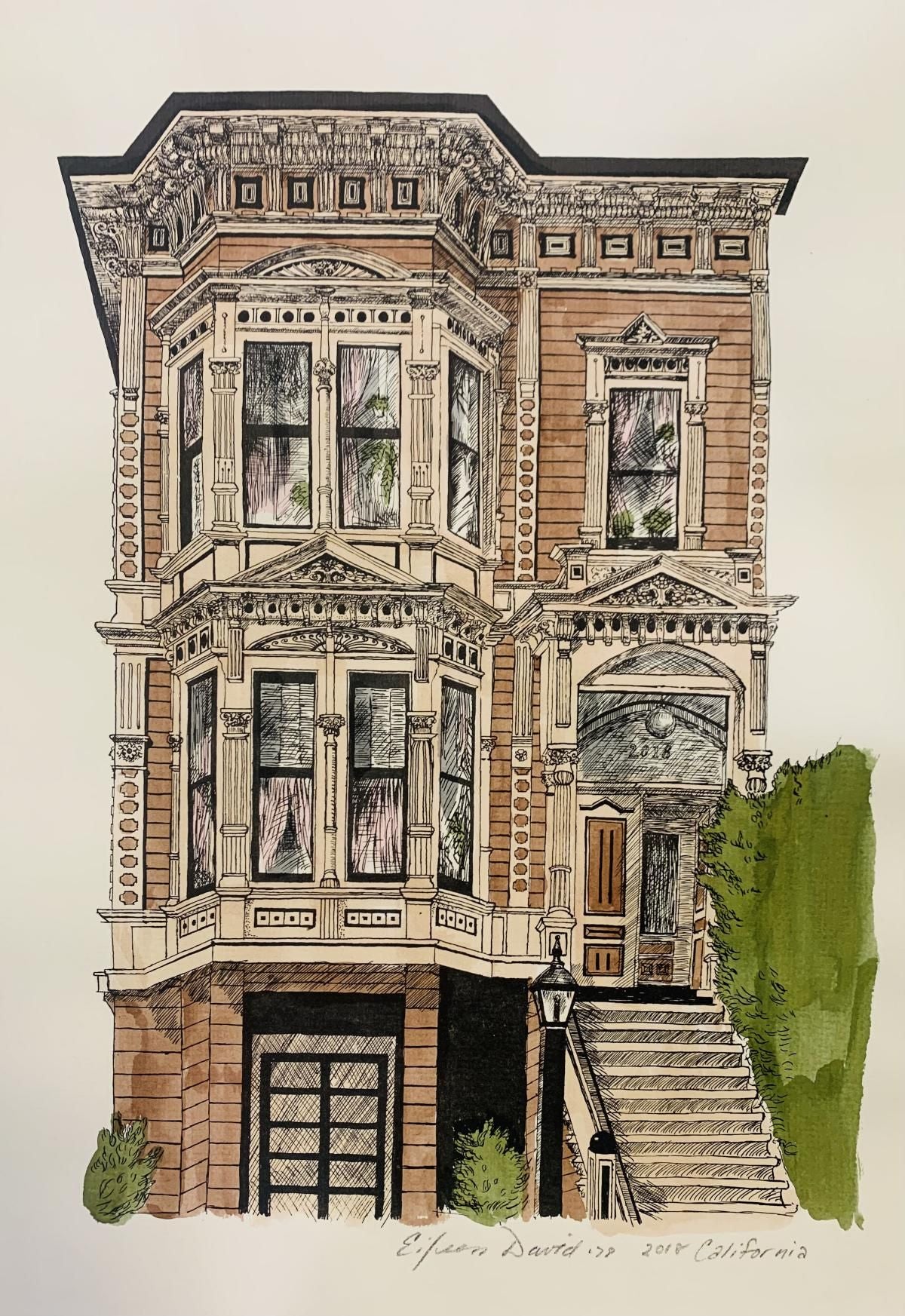 Eileen David- Watercolor monoprint on paper