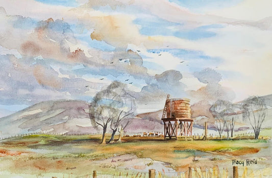 Tracy Reid- Watercolor on paper "Farm"