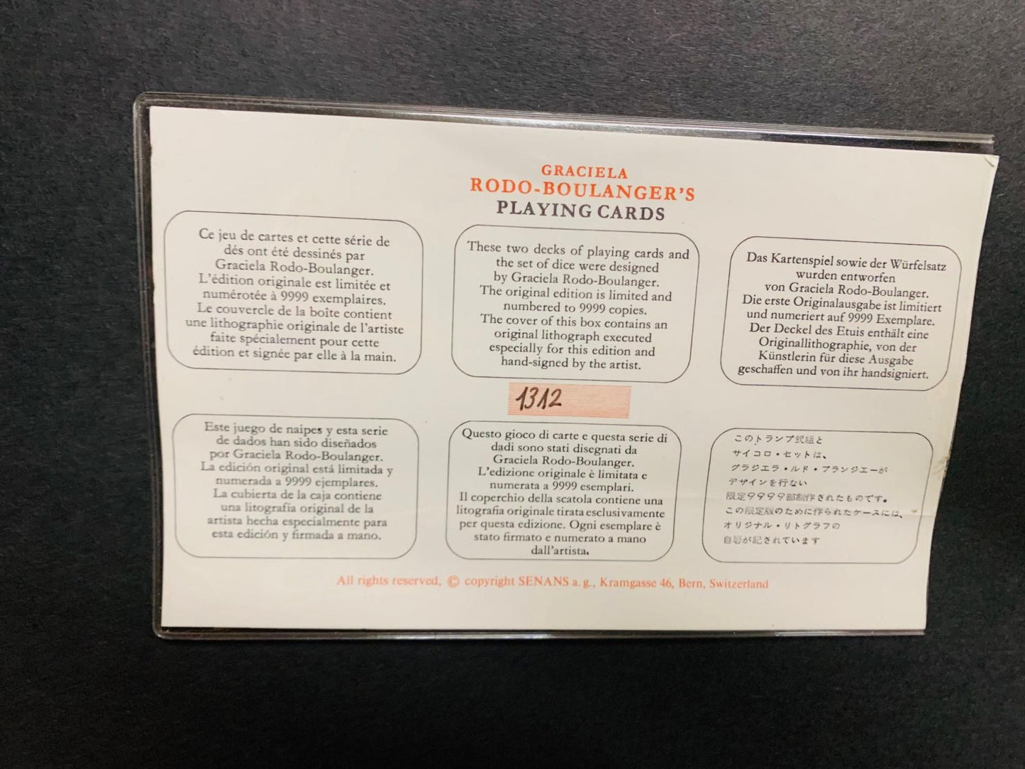 Garciela Rodo  Boulanger- Limited edition lithograph in center "With playing card set"