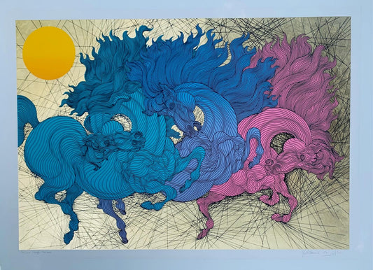 Guillaume Azoulay- Limited edition Serigraph on paper with hand laid gold leaf