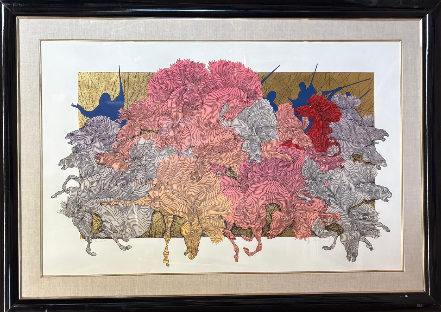 Guillaume Azoulay- Vintage serigraph with gold leaf