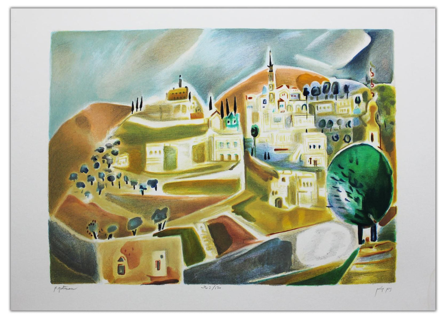 Nachum Gutman- Original Lithograph "Ein Kerem"