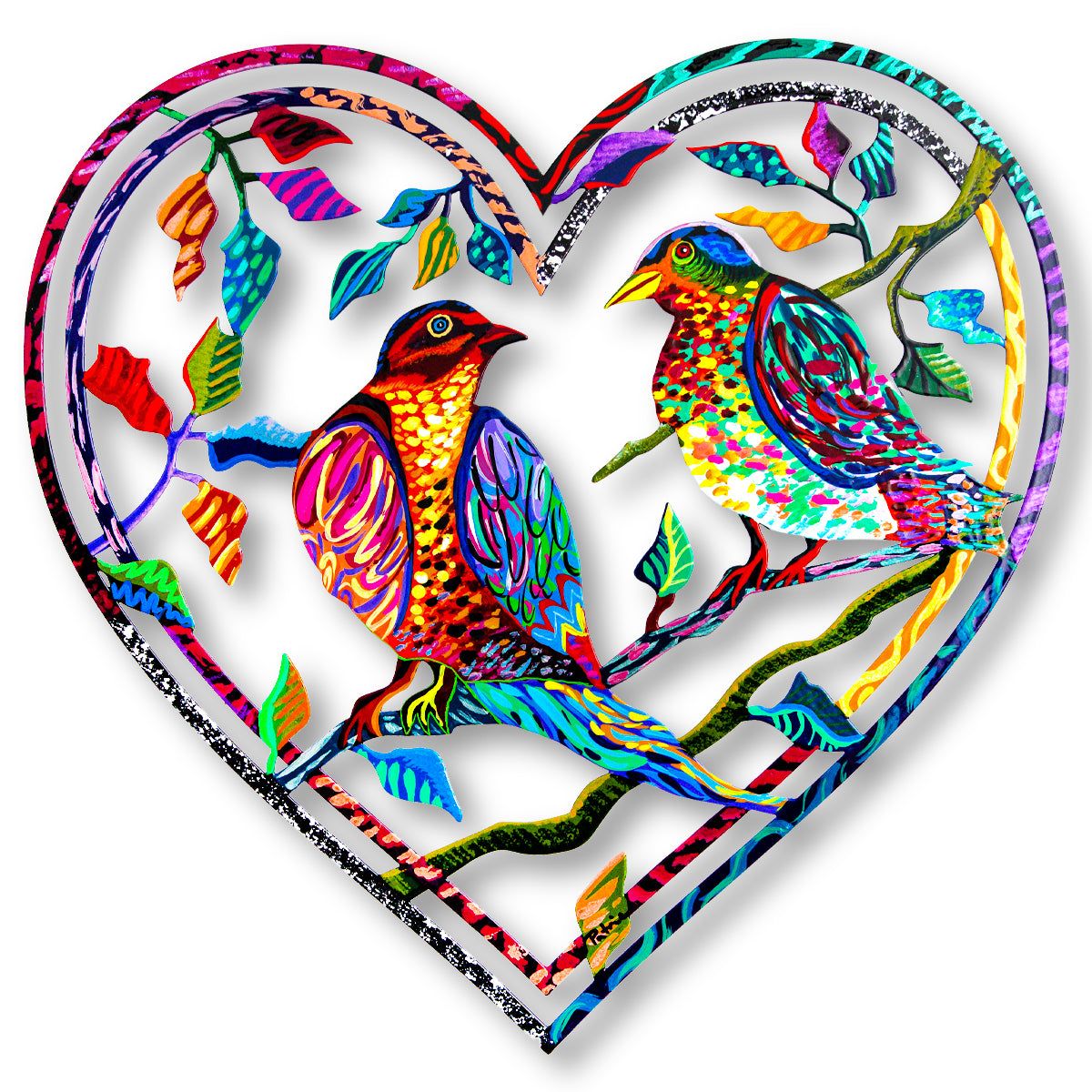 Patricia Govezensky- Original Painting on Laser CutÂ Steel "Love Birds"