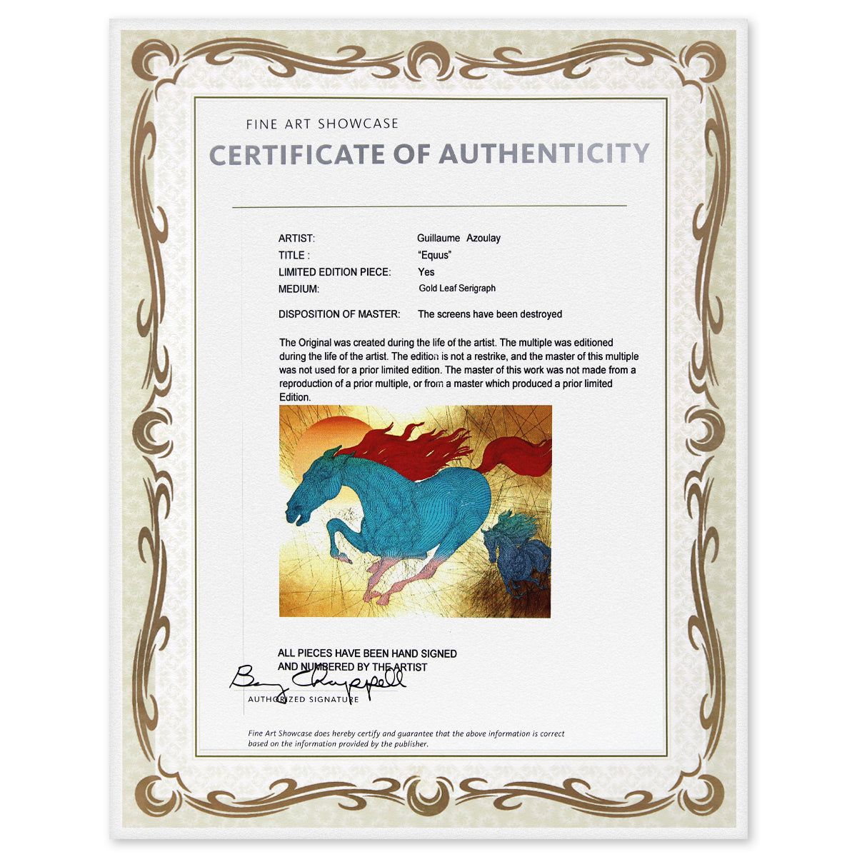 Azoulay- Limited Edition Gold Leaf Serigraph "Equus"