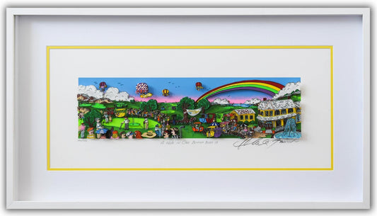 Charles Fazzino- 3D Construction Silkscreen Serigraph "A Hole In One Behind Bush 13 (Yellow)"