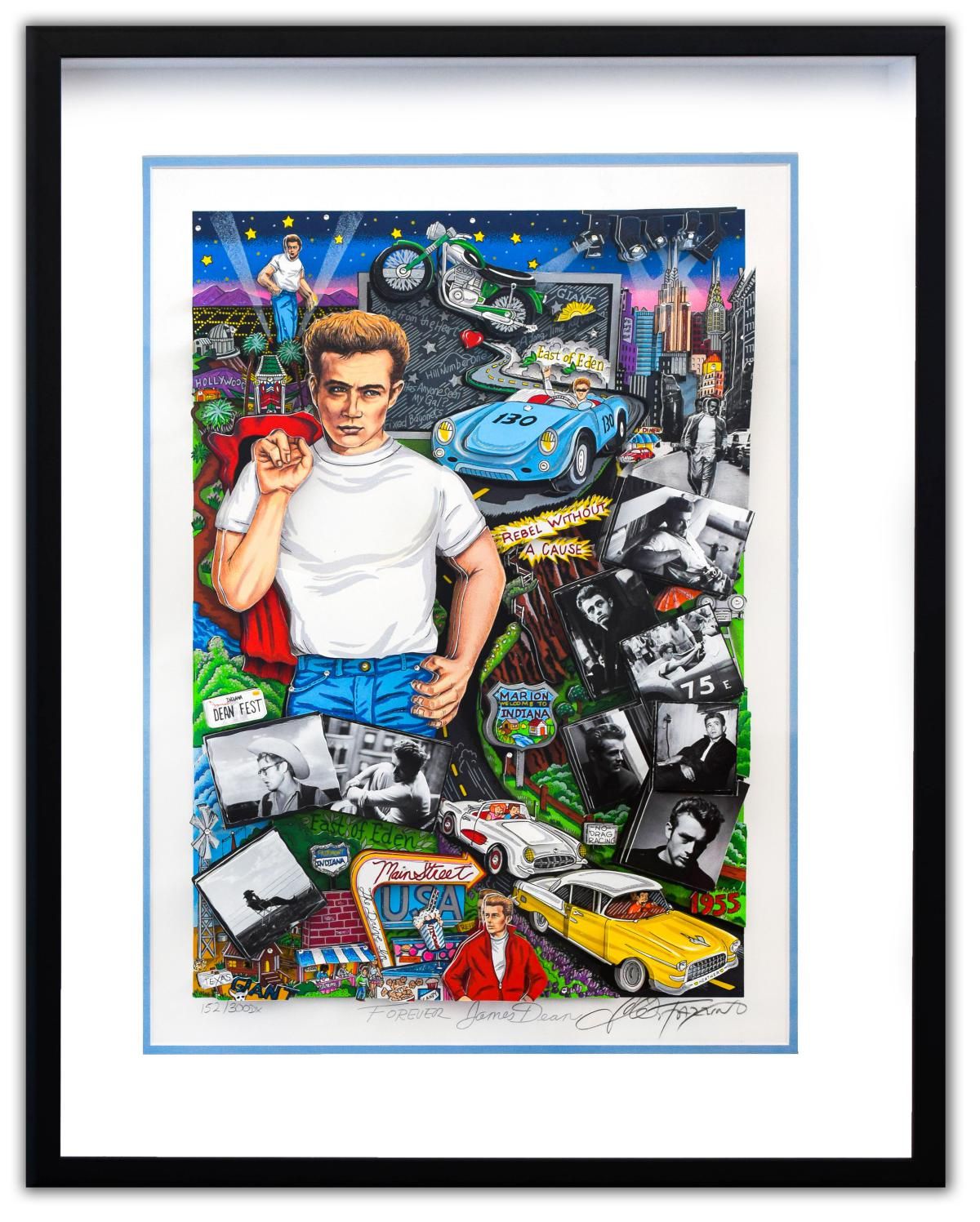 Charles Fazzino- 3D Construction Silkscreen Serigraph "Forever James Dean (Blue)"