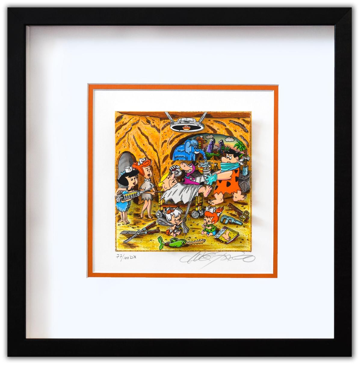 Charles Fazzino- 3D Construction Silkscreen Serigraph "Operation Bedrock (Orange)"